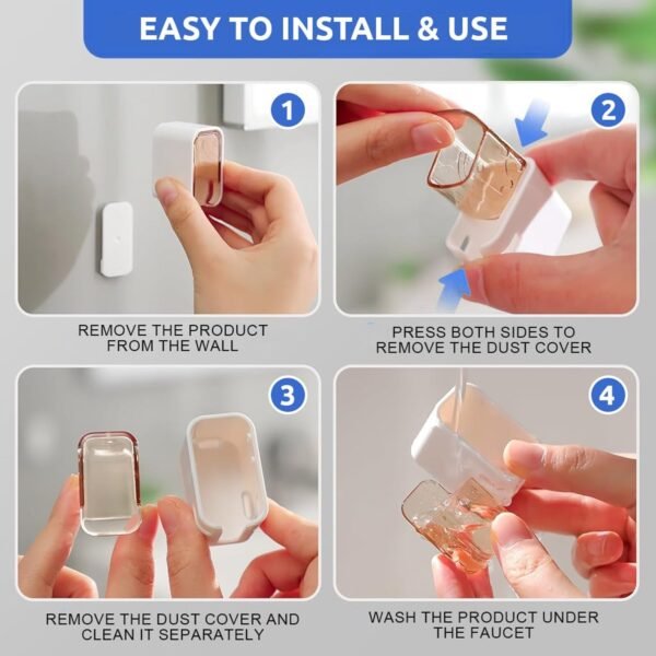 Self Adhesive Dustproof Toothbrush Holder – Space-saving Wall Mount