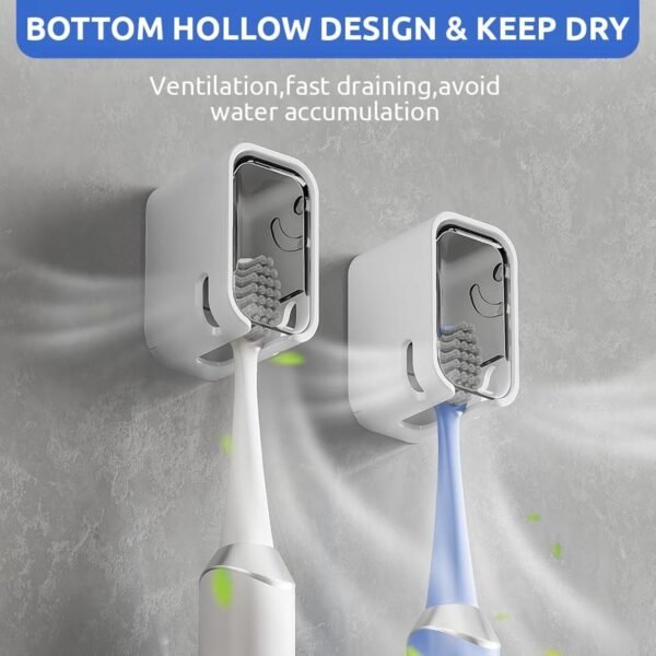 Self Adhesive Dustproof Toothbrush Holder – Space-saving Wall Mount