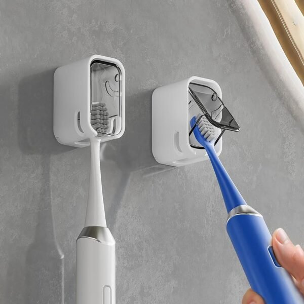 Self Adhesive Dustproof Toothbrush Holder – Space-saving Wall Mount