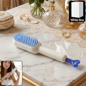Self-Cleaning Hairbrush – Detangling Massage Comb | Velvet Wipe
