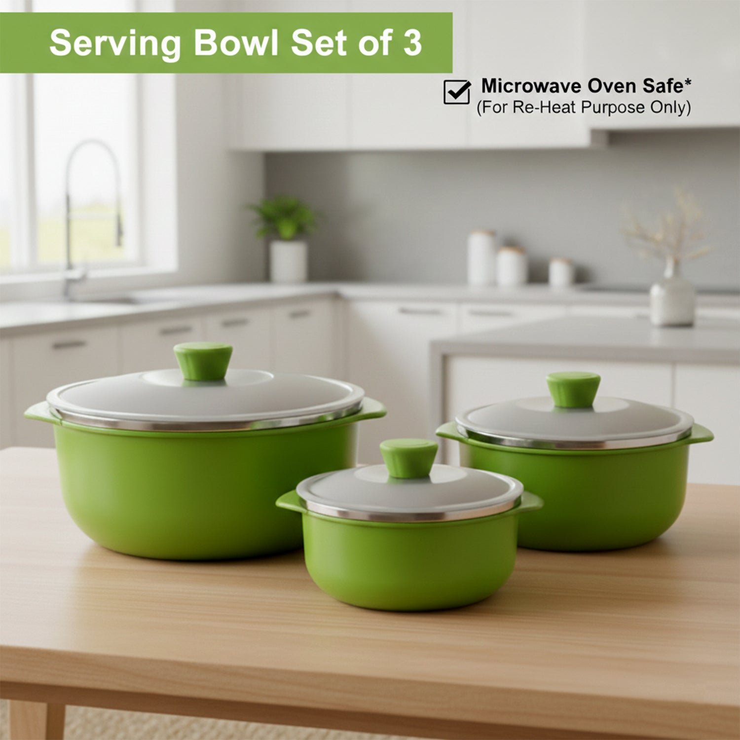 Multipurpose Kitchen Serving Bowl Set – Durable & Stackable 3-Piece