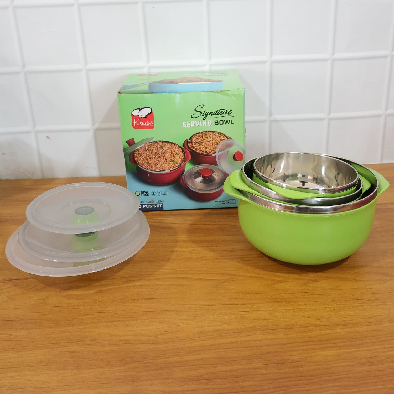 Multipurpose Kitchen Serving Bowl Set – Durable & Stackable 3-Piece