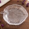 Leaf Shape Glass Serving Tray 20 x 16 cm Platter for Snacks and Dessert (1 Pc)
