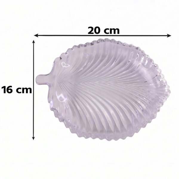 Leaf Shape Glass Serving Tray 20 x 16 cm Platter for Snacks and Dessert (1 Pc)