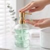 Transparent Glass Liquid Soap Dispenser Bottle with Gold Pump (1 Pc)