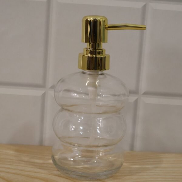 Transparent Glass Liquid Soap Dispenser Bottle with Gold Pump (1 Pc)