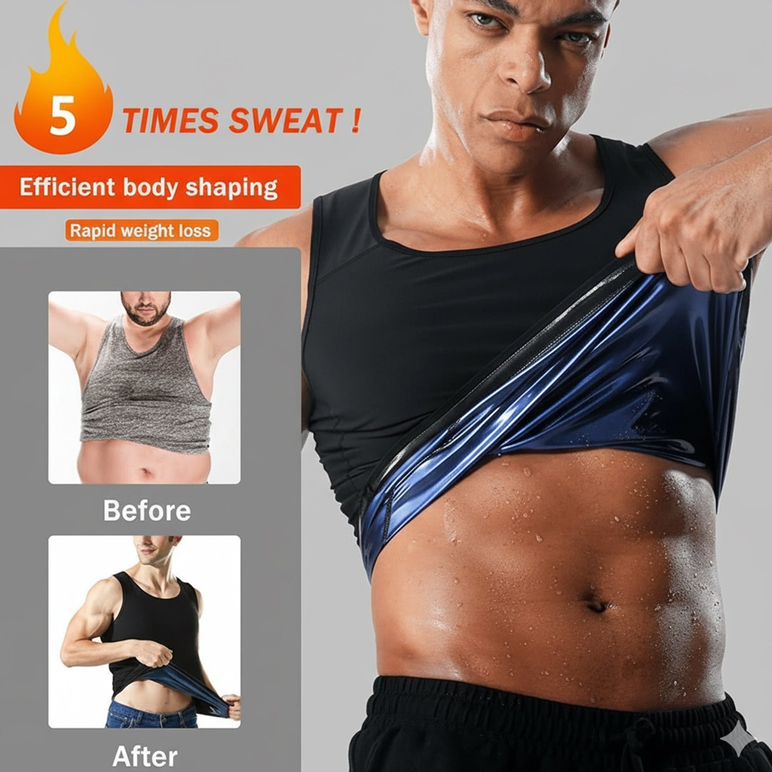 Men’s Sweat Shaper Tank Top – Slim Fit Neoprene for Posture & Sweat