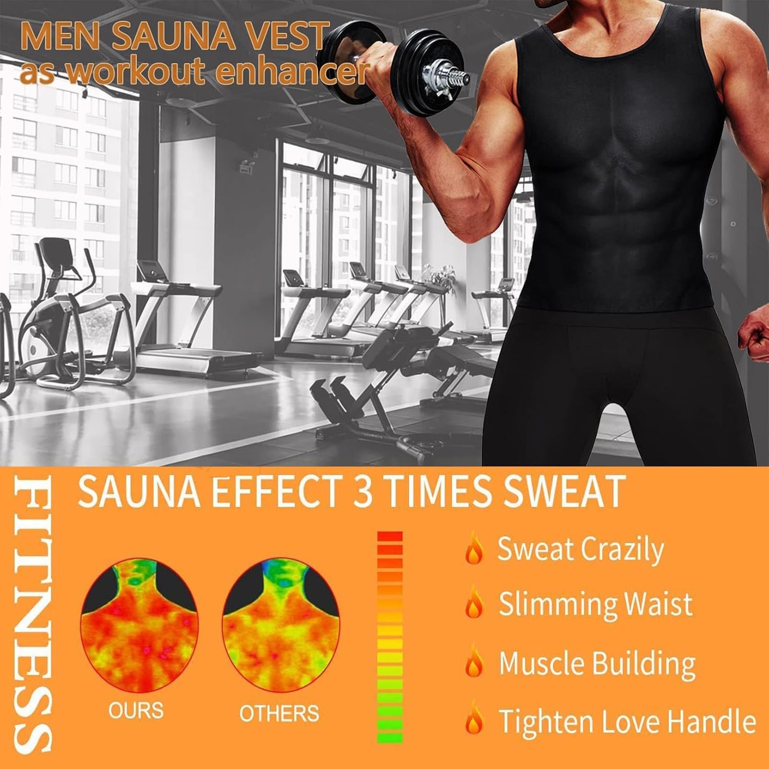 Men’s Sweat Shaper Tank Top – Slim Fit Neoprene Vest for Posture & Sweat Boost