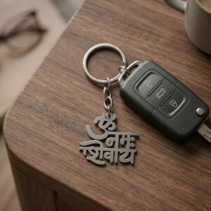 Om Namah Shivay Keychain – Durable Metal Spiritual Accessory