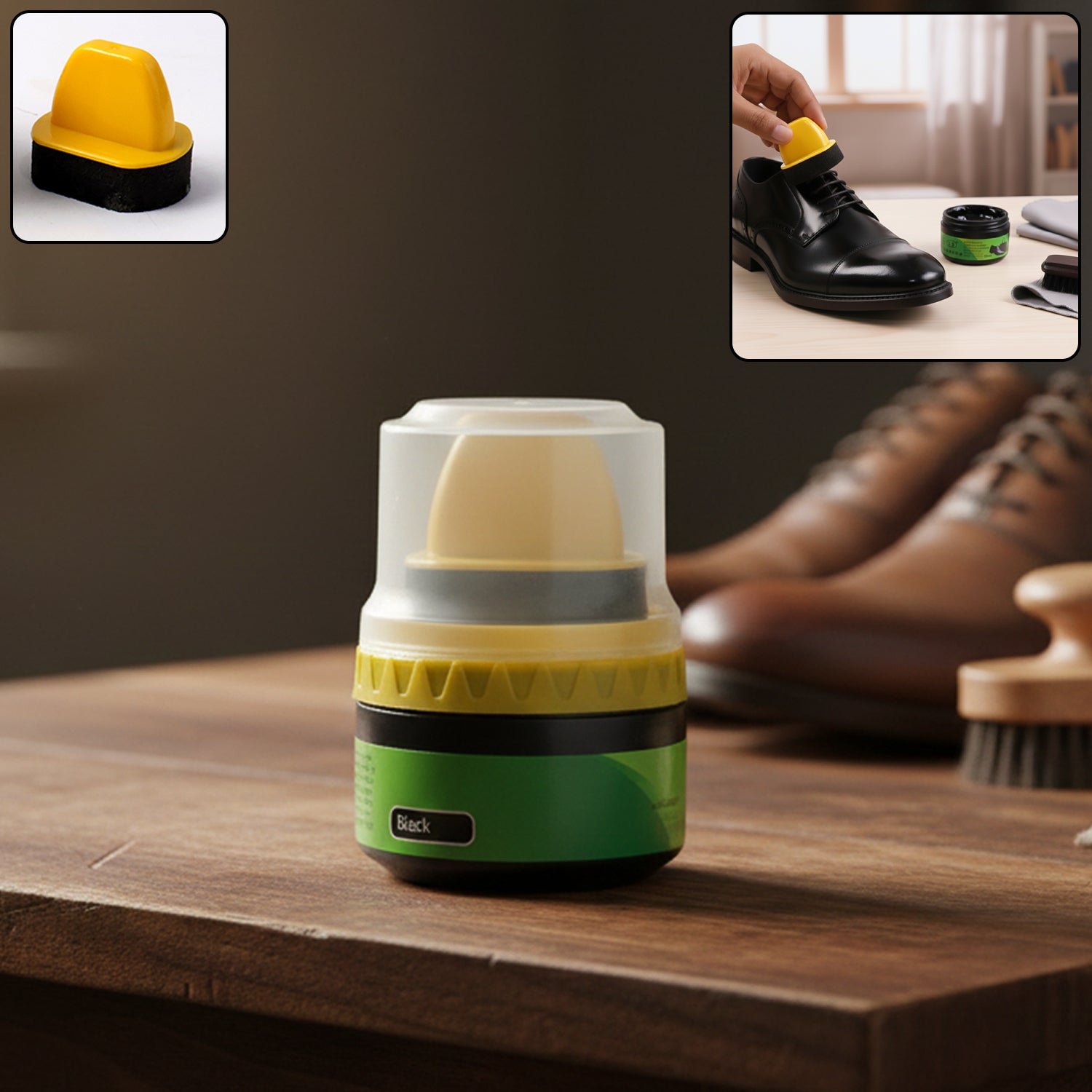 Black Shoe Polish Cream – Built-in Sponge for Easy Application