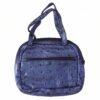 Mini Zipper Handbag – Metallic Blue Ostrich Pattern for Women