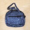Mini Zipper Handbag – Metallic Blue Ostrich Pattern for Women