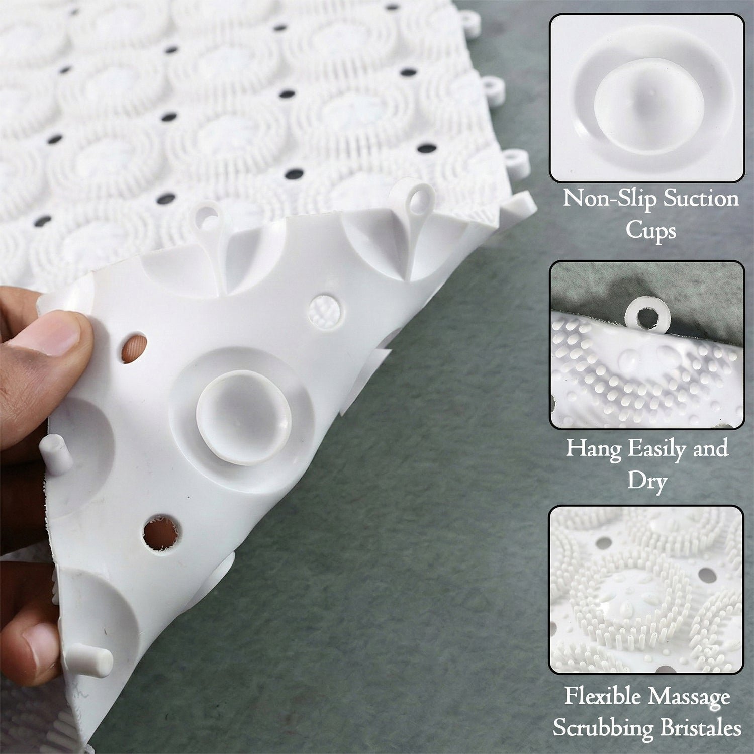 Bathroom Massage Mat – Anti-Slip Safety with Suction Cups (4-Pack)