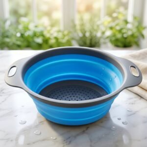 Silicone-Colander-2 Foldable Silicone Strainer – Space-Saving Kitchen Drainer with Handles