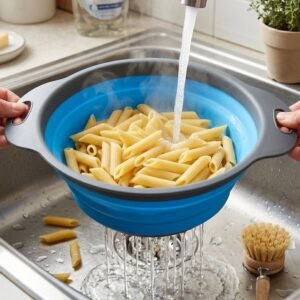 Silicone-Colander-3 Foldable Silicone Strainer – Space-Saving Kitchen Drainer with Handles