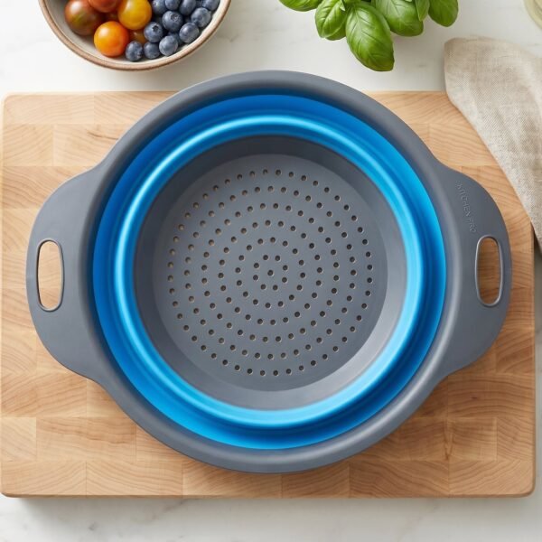 Foldable Silicone Strainer – Space-Saving Kitchen Drainer with Handles