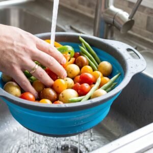 Silicone-Colander-5 Foldable Silicone Strainer – Space-Saving Kitchen Drainer with Handles