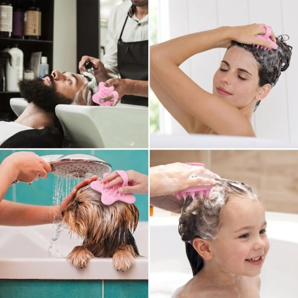 3 In 1 Silicone Shampoo Scalp Massager Brush Face Hair Body Cleanser (1 Pc)