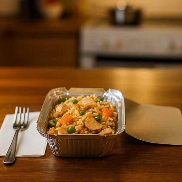 SilverFoilContainer2-03 250 ml Disposable Aluminium Food Containers with Lids – Leak-Resistant Pack of 25