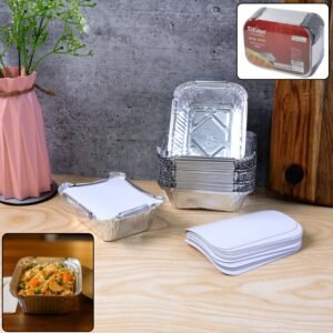 250 ml Disposable Aluminium Food Containers with Lids – Leak-Resistant Pack of 25