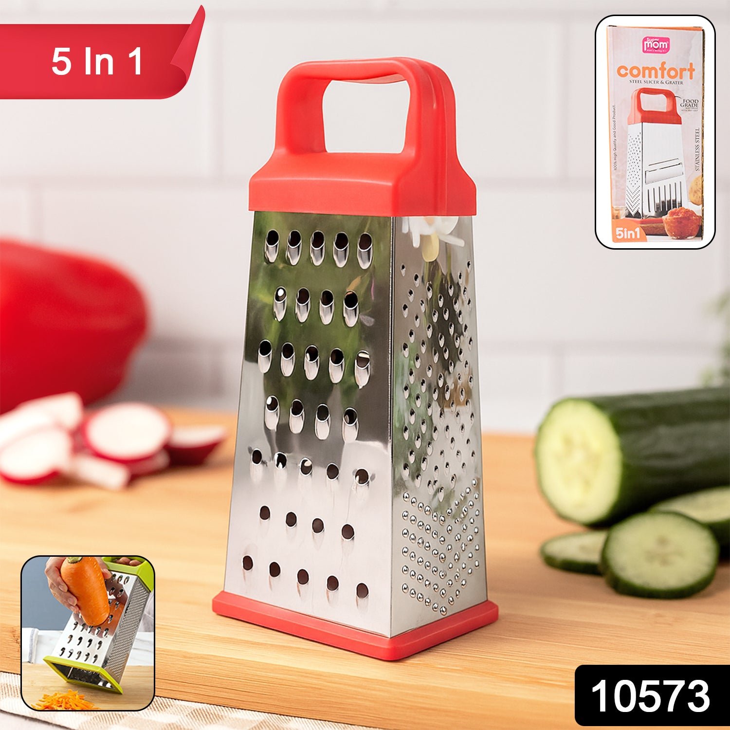 Stainless Steel Grater 5-in-1 – Comfort & Versatility