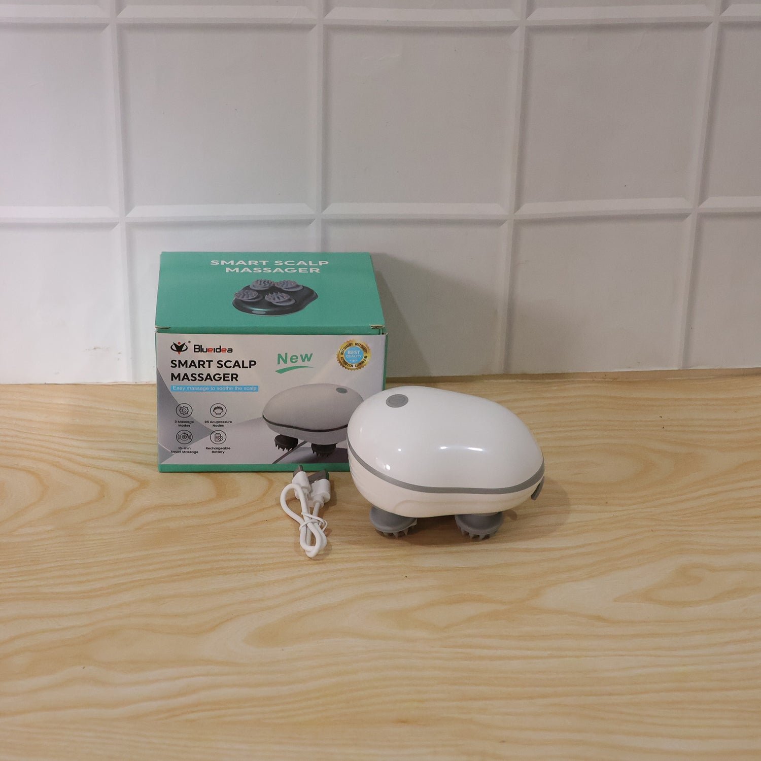 Electric Scalp Massager – Portable USB Rechargeable with 4 Heads