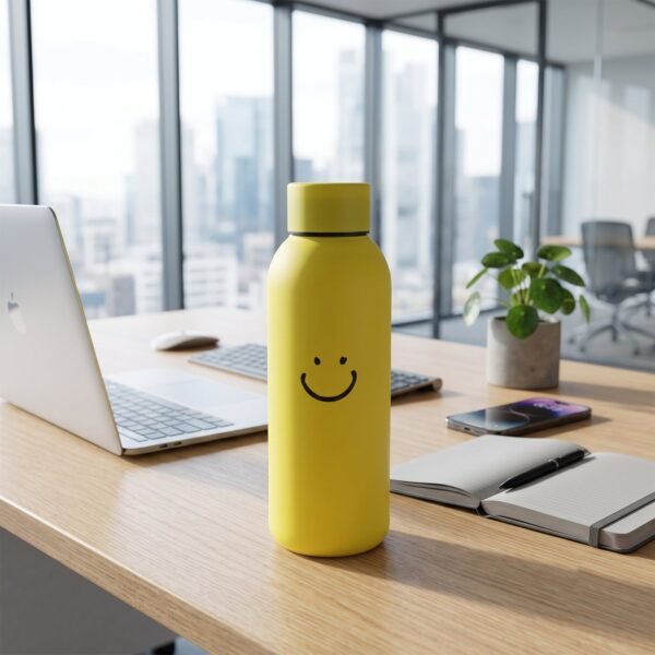400 ML Smiley Face Glass Travel Water Bottle with Silicone Sleeve (1 Pc)