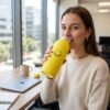 400 ML Smiley Face Glass Travel Water Bottle with Silicone Sleeve (1 Pc)