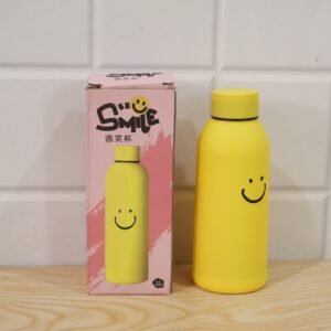 400 ML Smiley Face Glass Travel Water Bottle with Silicone Sleeve (1 Pc)