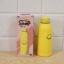 400 ML Smiley Face Glass Travel Water Bottle with Silicone Sleeve (1 Pc)