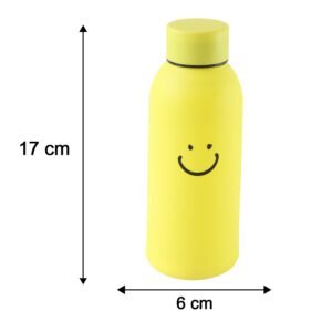 400 ML Smiley Face Glass Travel Water Bottle with Silicone Sleeve (1 Pc)