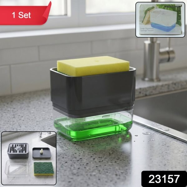 Soap Dispenser with Sponge Holder – Space-saving Kitchen Organizer