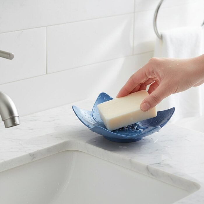 Lotus Blossom Soap Holder Set – 3-Piece Fast Drain Soap Dish