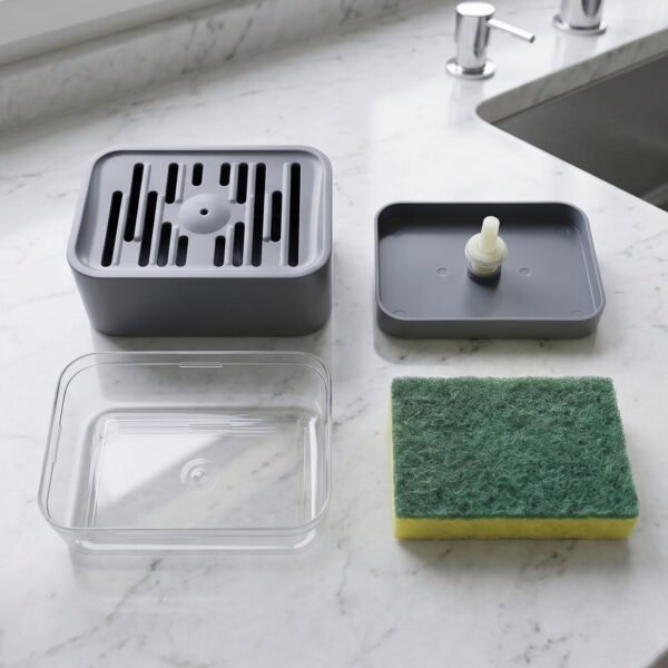 Soap Dispenser with Sponge Holder – Space-saving Kitchen Organizer