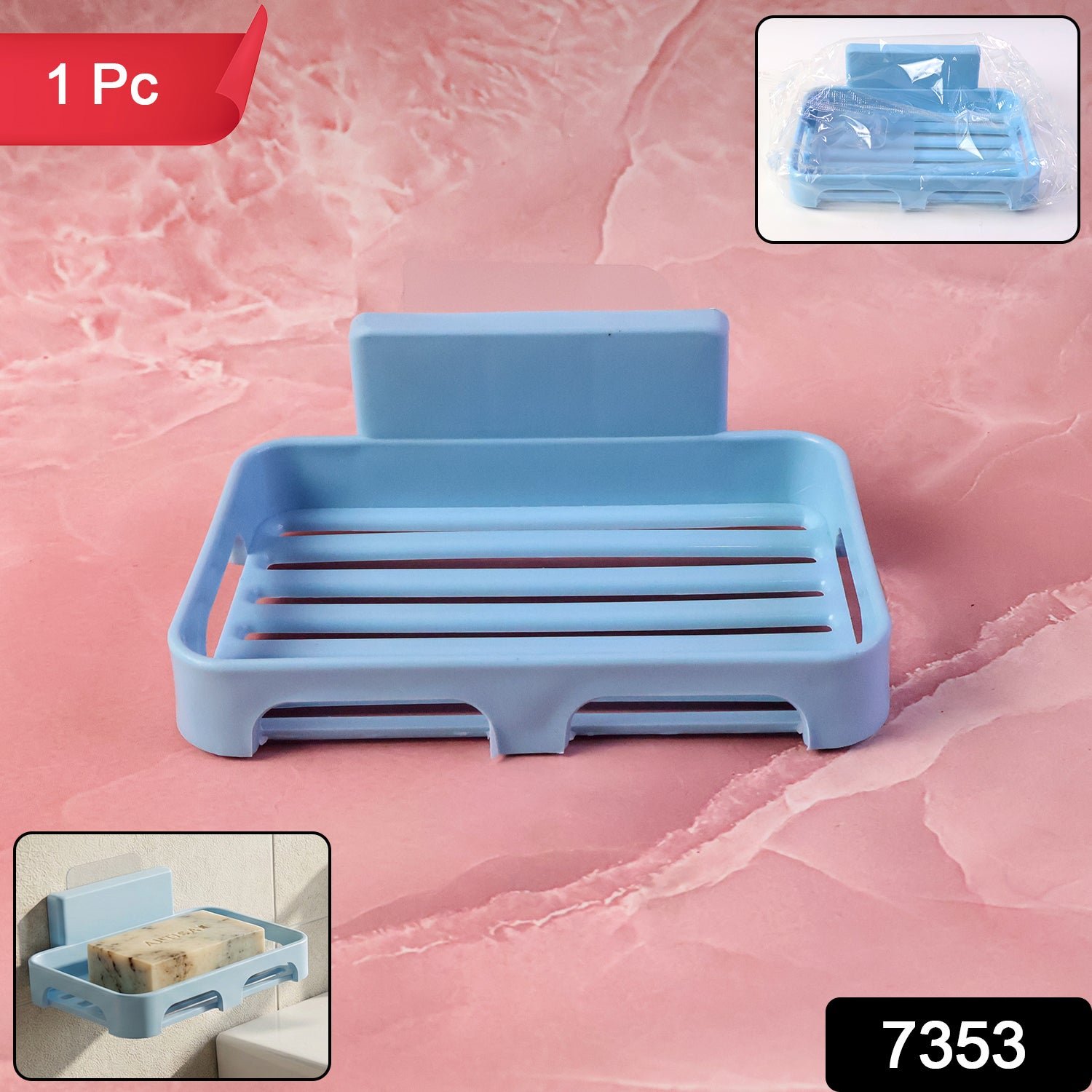Plastic Soap Dish with Drain Slots – Self-Adhesive Wall Mount