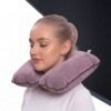 Inflatable U Shape Velvet Travel Neck Pillow for Flight Rest (1 Pc)