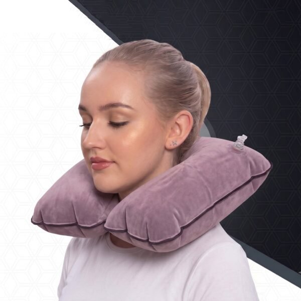Inflatable U Shape Velvet Travel Neck Pillow for Flight Rest (1 Pc)