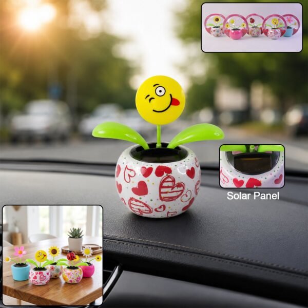 Solar Dancing Flower Toy with Pot for Car Dashboard and Desk Decor (1 Pc)