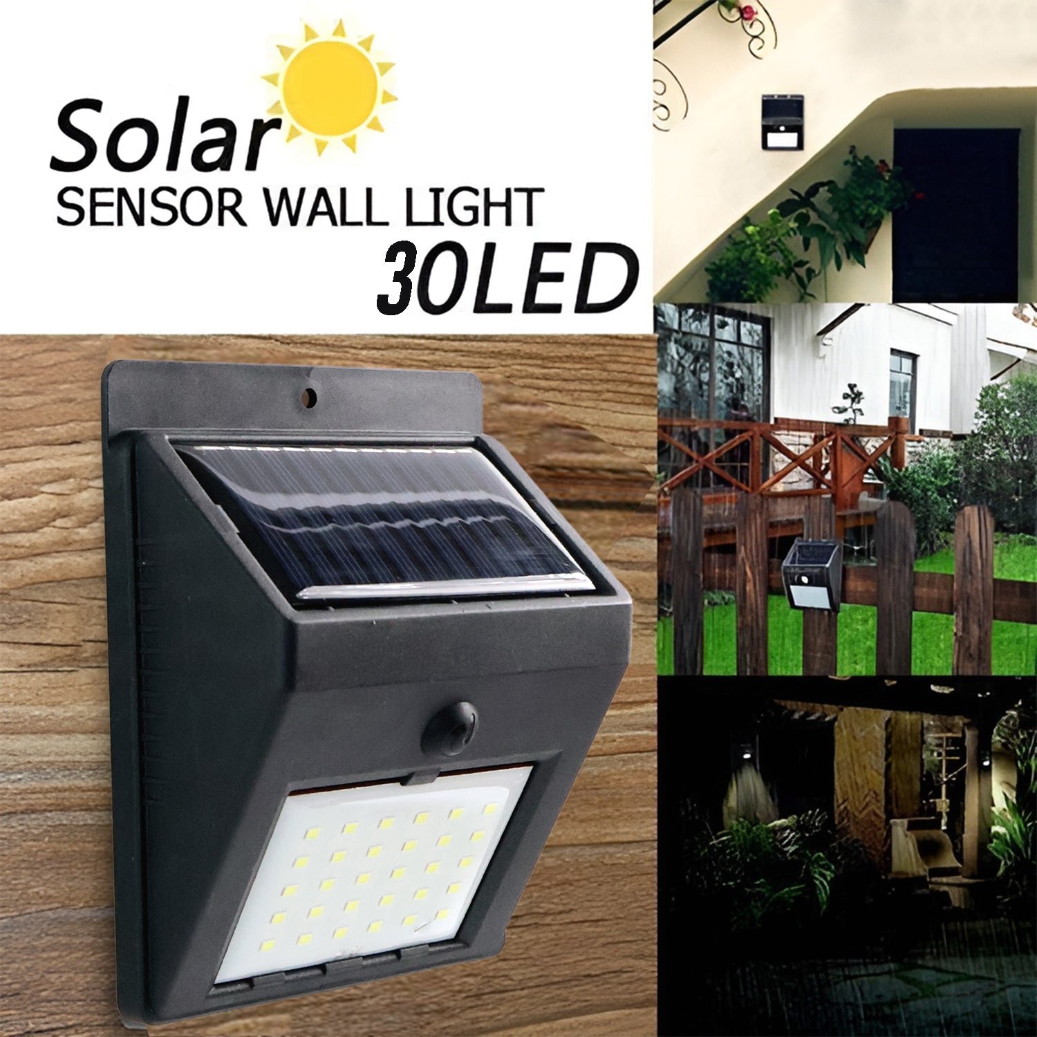 Solar Powered LED Wall Light – Motion Sensor Outdoor Security Lamp