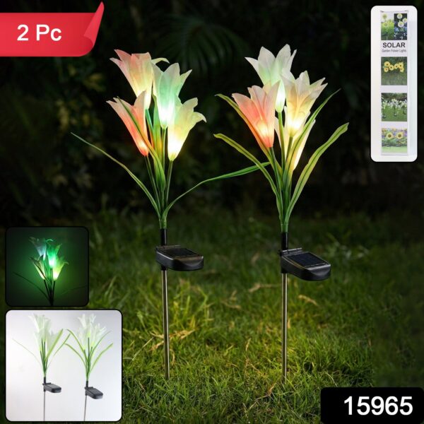 Solar Garden Flower Lights – Set of 2 Vibrant Multicolour LEDs