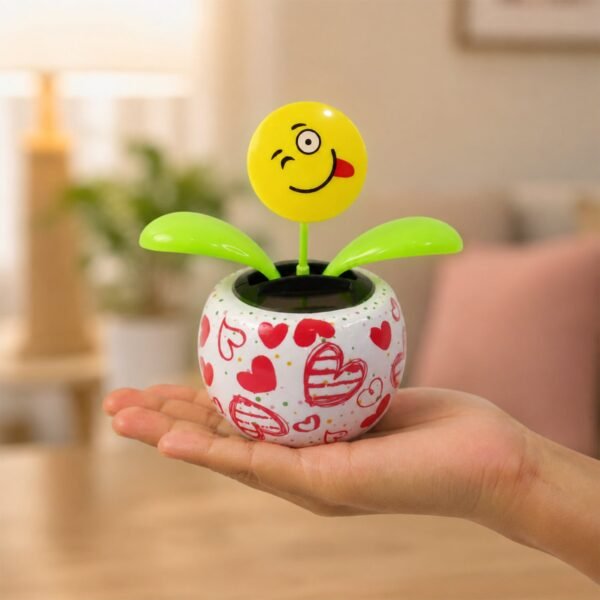 Solar Dancing Flower Toy with Pot for Car Dashboard and Desk Decor (1 Pc)