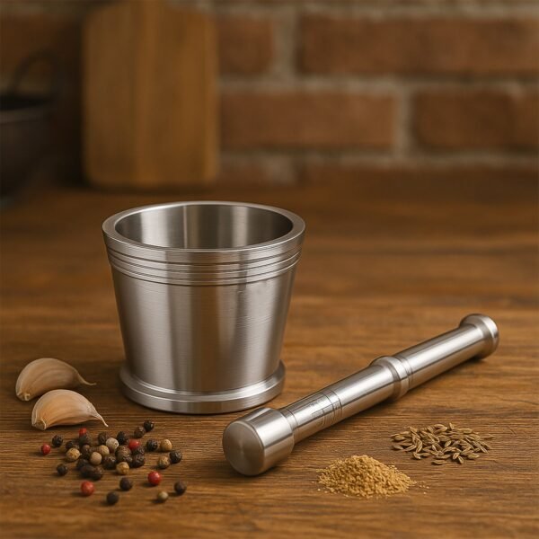 Stainless Steel Mortar & Pestle Set – Durable Kitchen Grinder