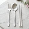 Portable Stainless Steel Cutlery Set Fork Spoon Chopsticks Pouch (4 Pc Set)