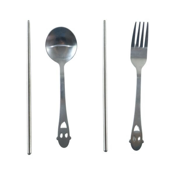 Stainless Steel Portable Cutlery Set Spoon Fork Chopsticks with Pouch (4 Pc Set)
