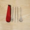 Portable Stainless Steel Cutlery Set Spoon Fork Chopsticks with Pouch (4 Pc Set)