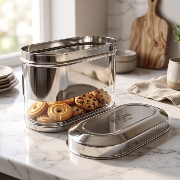Stainless Steel Oval Canister – Airtight Food Storage for Freshness