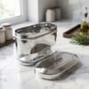 Stainless Steel Oval Canister – Airtight Food Storage for Freshness
