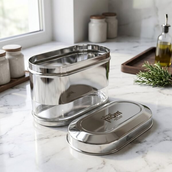 Stainless Steel Oval Canister – Airtight Food Storage for Freshness