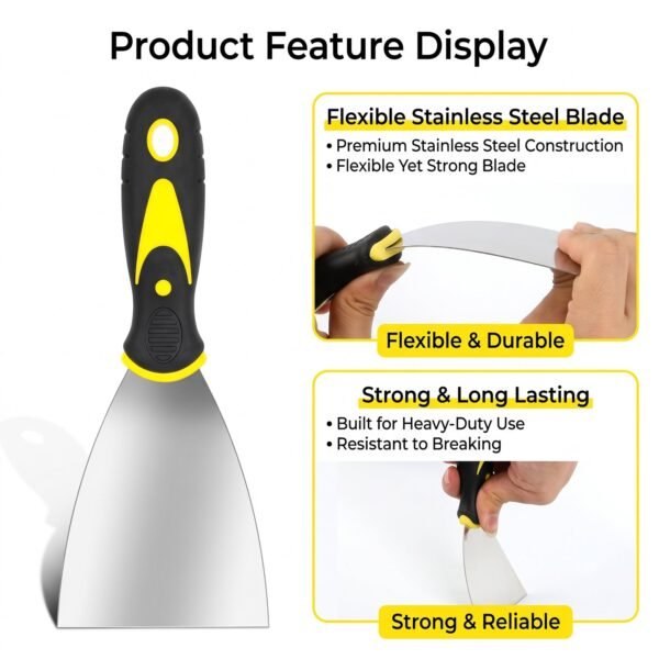 Stainless Steel Putty Scraper 145 MM Flexible Blade Wall Filler (1 Pc)