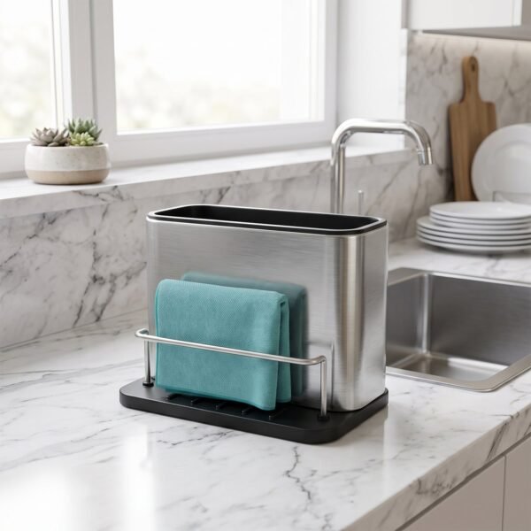 Stainless Steel Sink Caddy Organizer Rack Holder Kitchen Sponge Stand (1 Pc)